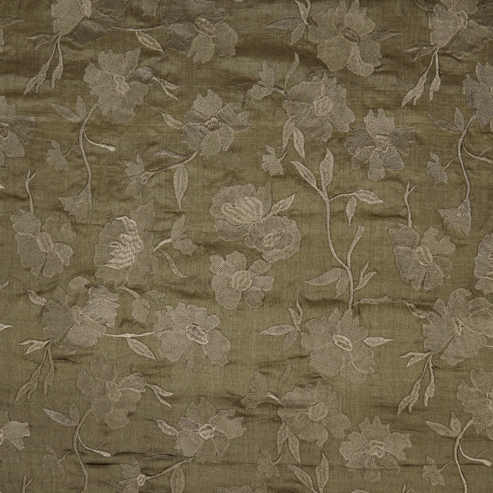Atish Jaal Mouse Tussar Silk  Embroidered Fabric