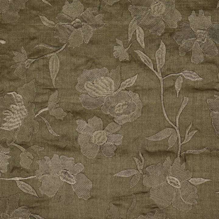 Atish Jaal Mouse Tussar Silk  Embroidered Fabric