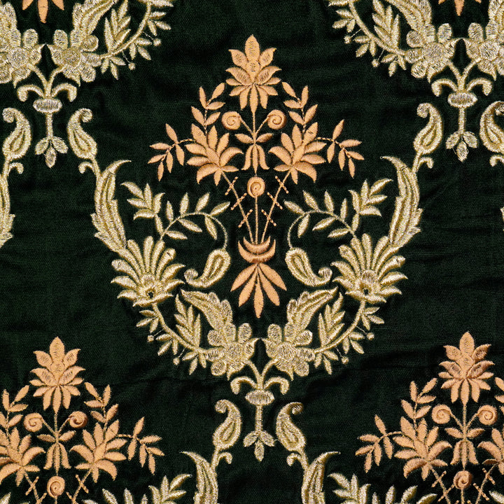 Aftaab Jaal On Bottle Green Velvet Embroidered Fabric