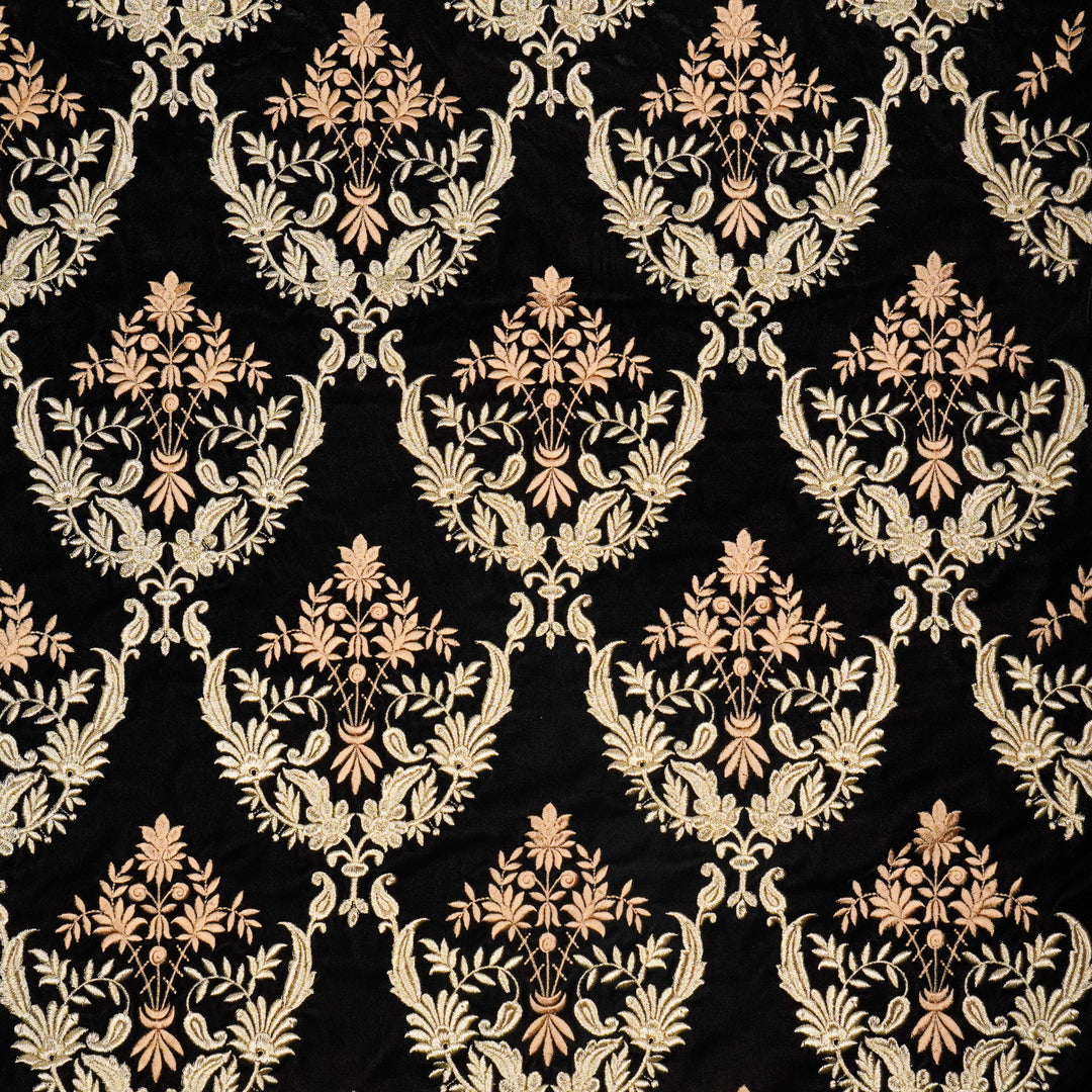 Aftaab Jaal On Black Velvet Embroidered Fabric