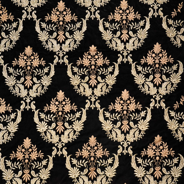 Aftaab Jaal On Black Velvet Embroidered Fabric