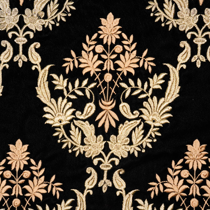 Aftaab Jaal On Black Velvet Embroidered Fabric