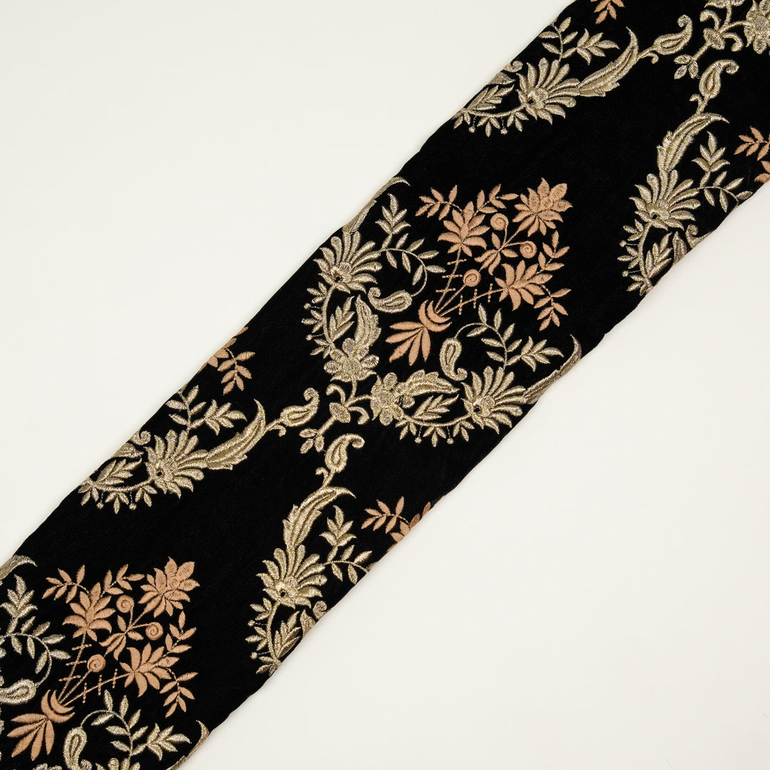 Aftaab Jaal On Black Velvet Embroidered Fabric