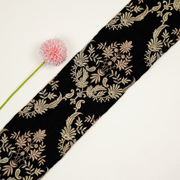 Aftaab Jaal On Black Velvet Embroidered Fabric