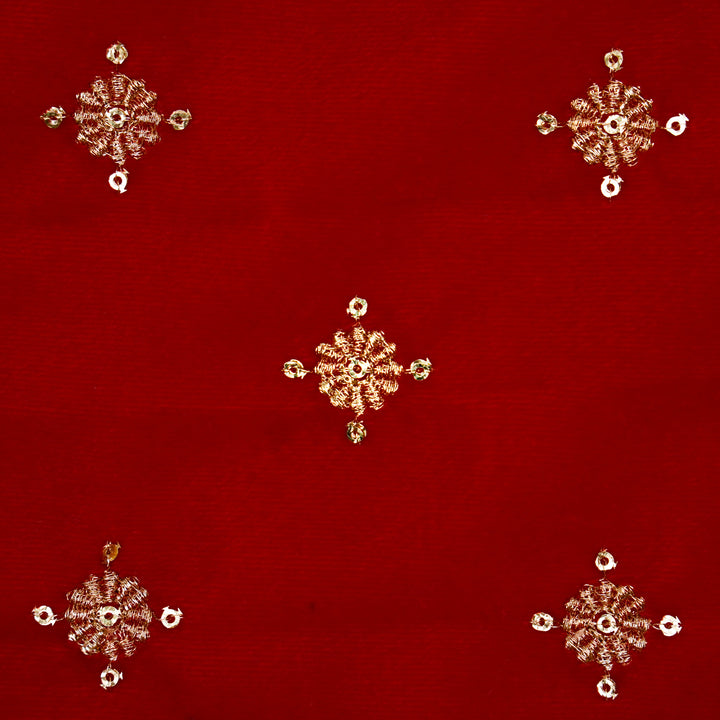 Rayna Buti on Red Velvet Embroidered Fabric