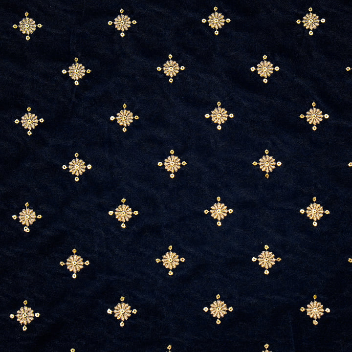 Rayna Buti on Navy Blue Velvet Embroidered Fabric