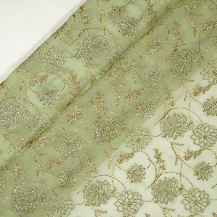 Rakavi Jaal on Pista Green Georgette Embroidered Fabric