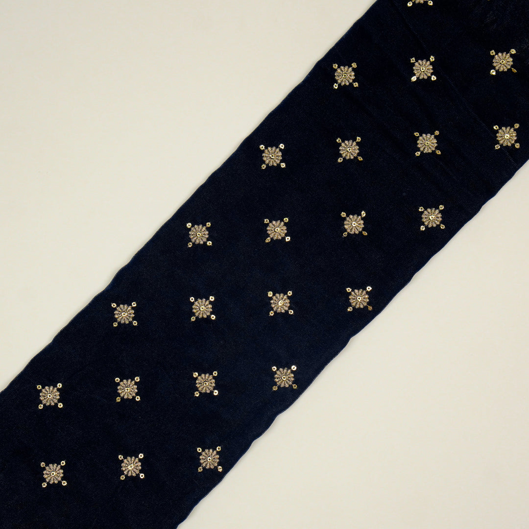 Rayna Buti on Navy Blue Velvet Embroidered Fabric