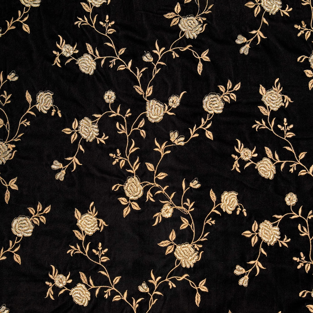 Urooz Jaal On Black Velvet Embroidered Fabric