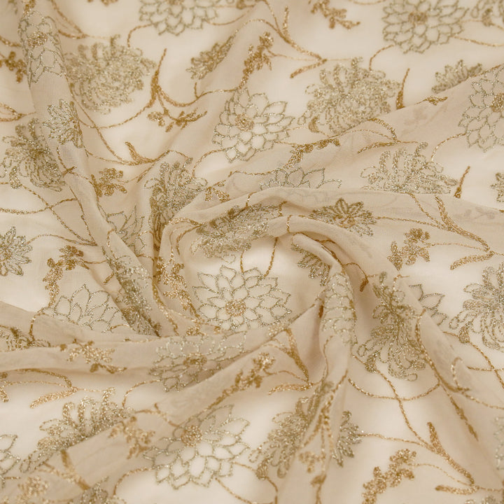 Rakavi Jaal on Light Onion Georgette Embroidered Fabric