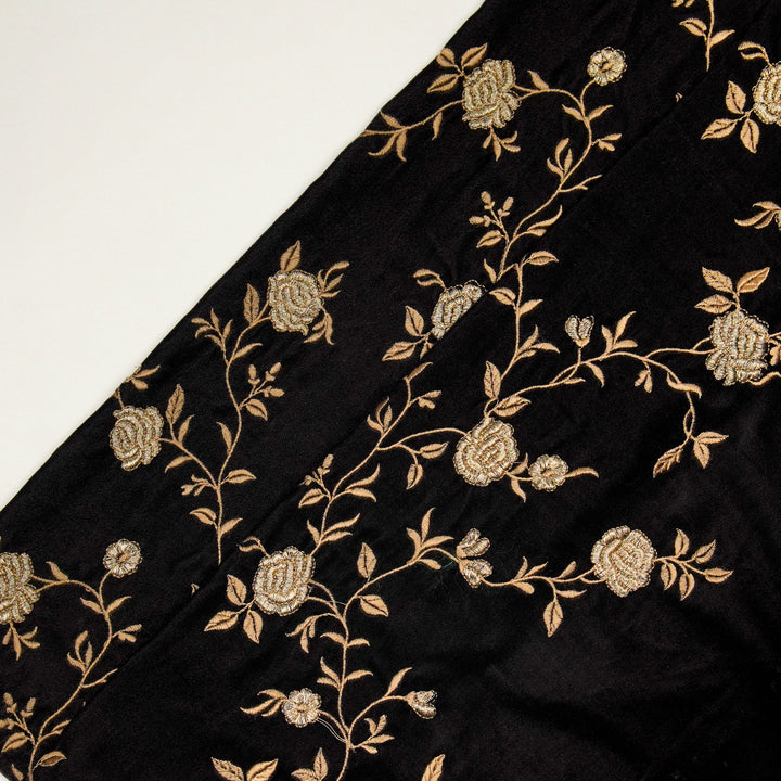 Urooz Jaal On Black Velvet Embroidered Fabric