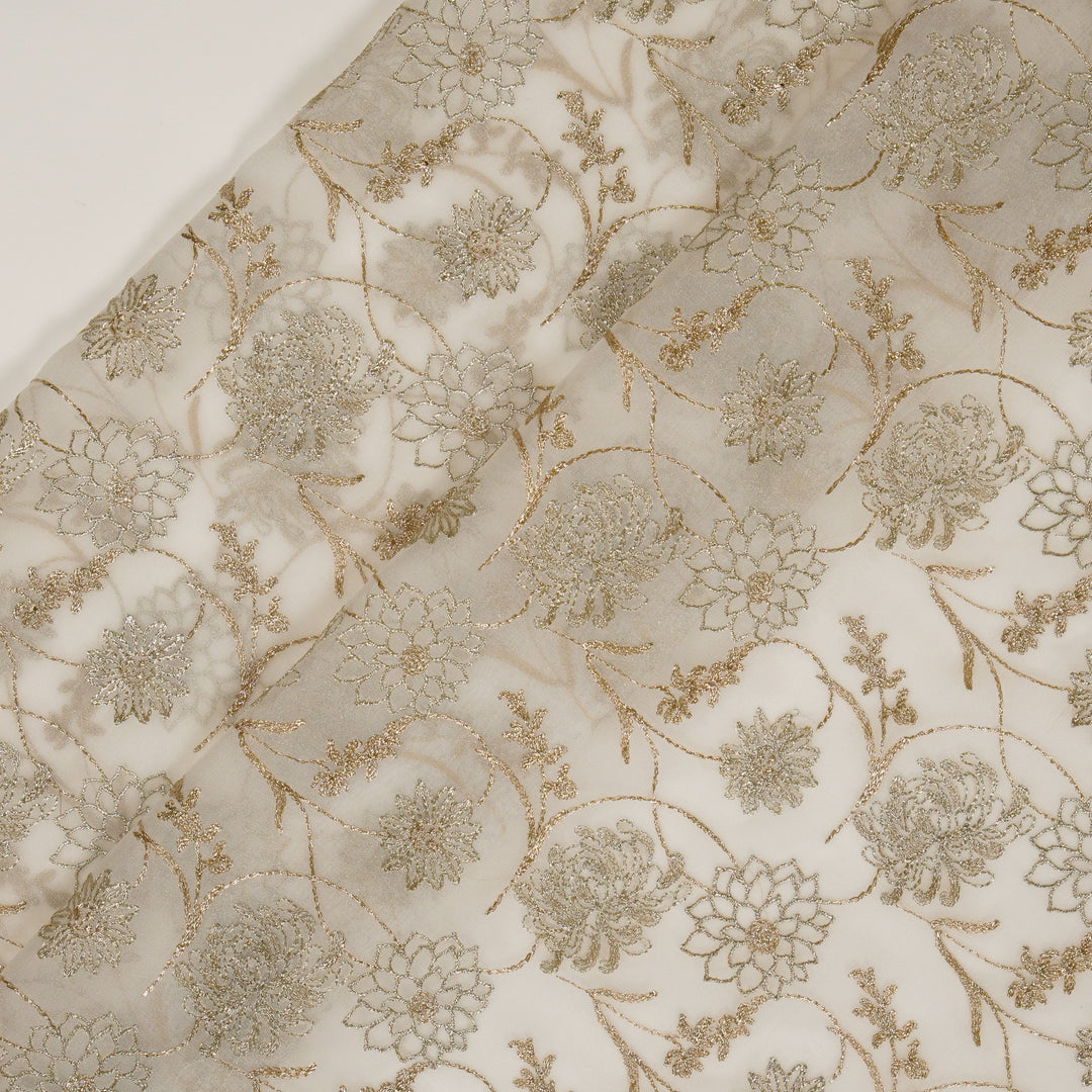 Rakavi Jaal on Cream Georgette Embroidered Fabric