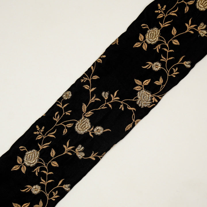 Urooz Jaal On Black Velvet Embroidered Fabric