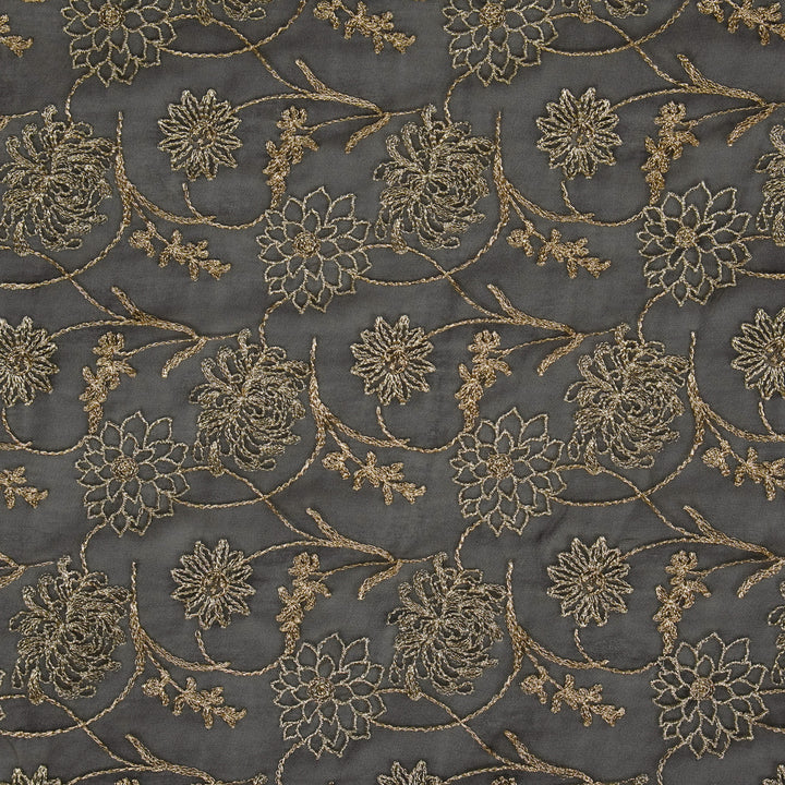 Rakavi Jaal on Charcoal Georgette Embroidered Fabric