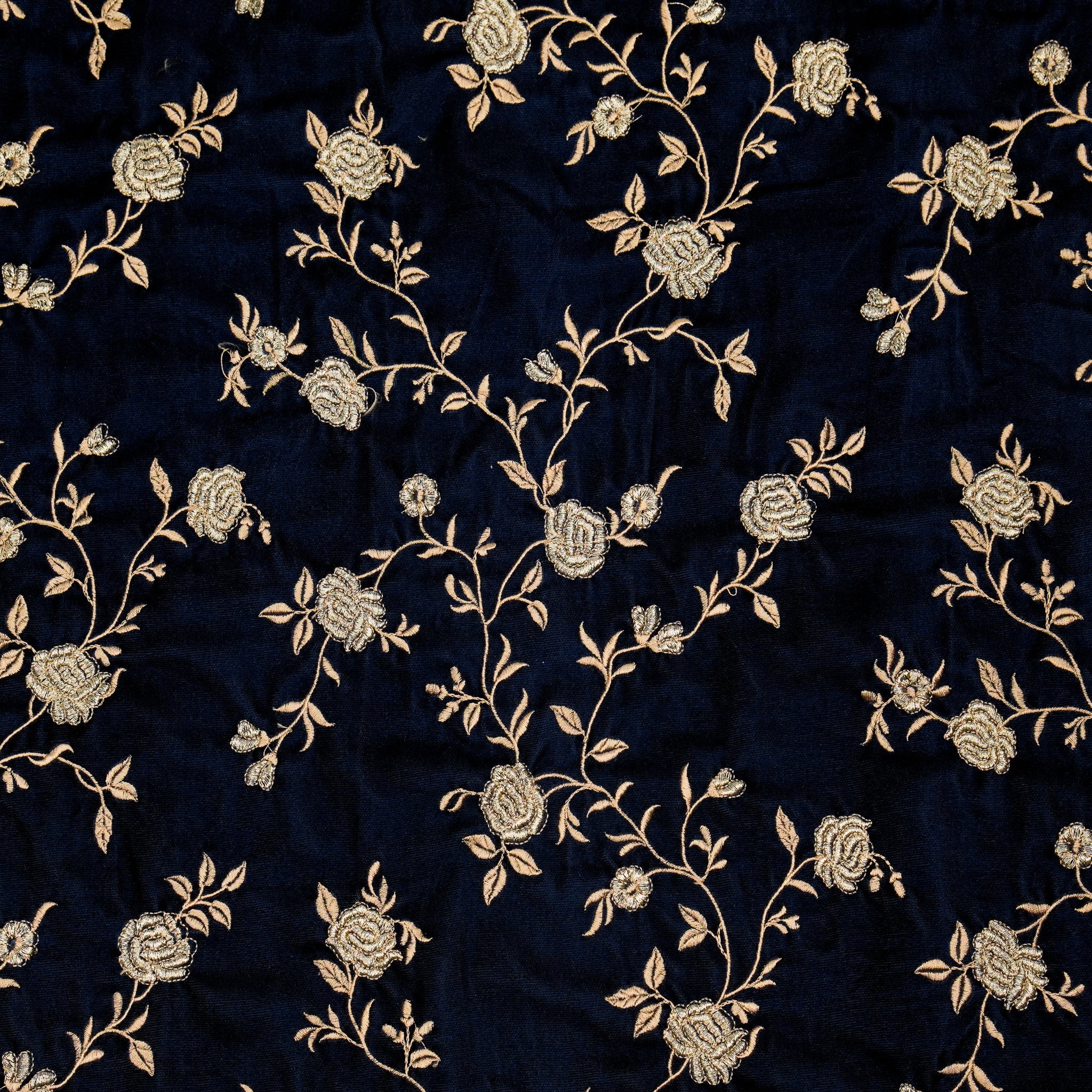 Urooz Jaal On Navy Blue Velvet Embroidered Fabric – Zarinama