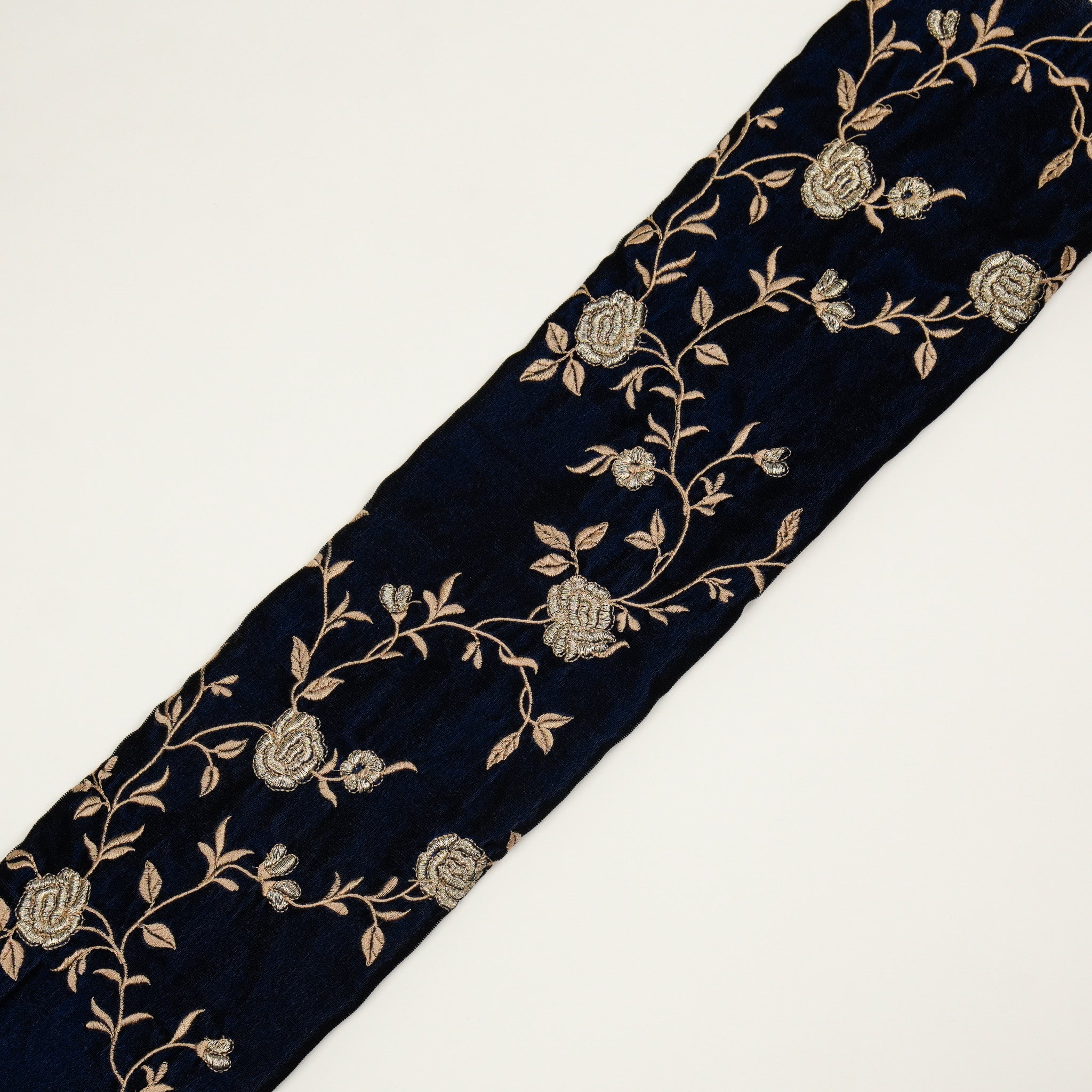Urooz Jaal On Navy Blue Velvet Embroidered Fabric – Zarinama