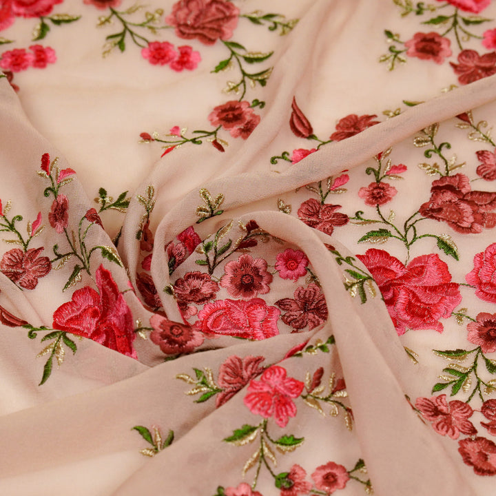 Haarika Jaal on Almond Georgette Embroidered Fabric