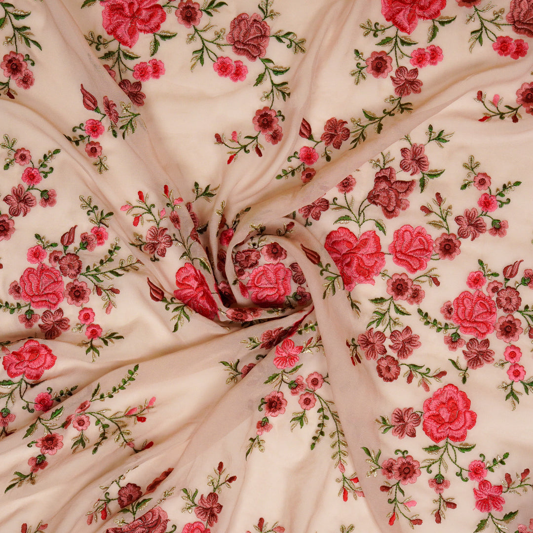 Haarika Jaal on Almond Georgette Embroidered Fabric