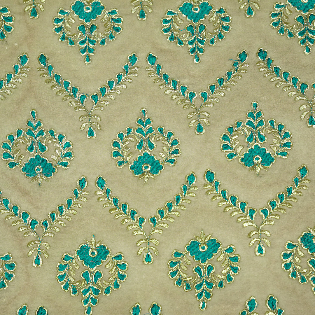 Rounaq Jaal on Mouse Semi Georgette Embroidered Fabric