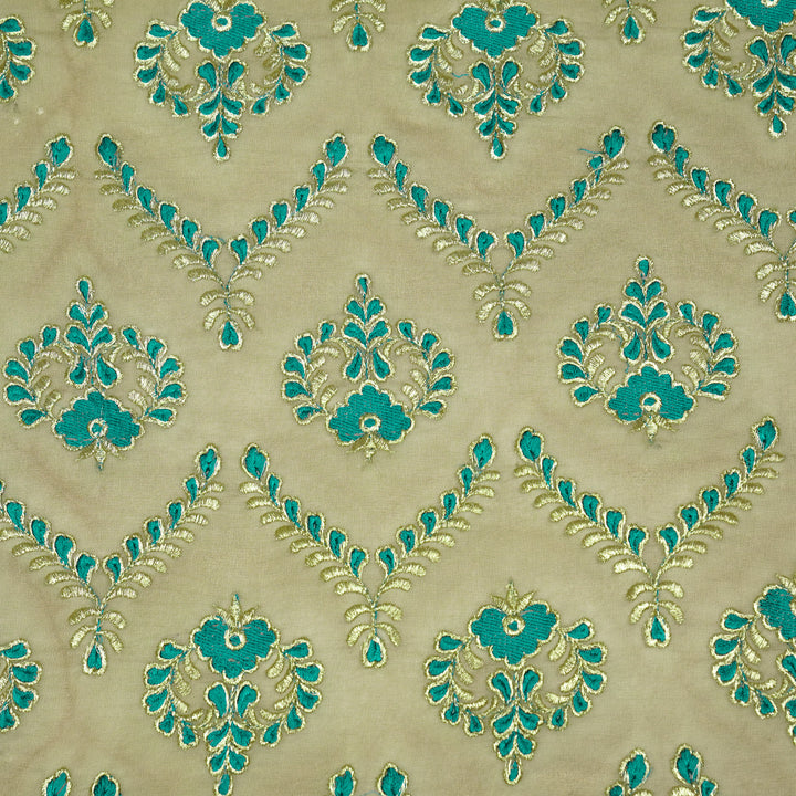 Rounaq Jaal on Mouse Semi Georgette Embroidered Fabric