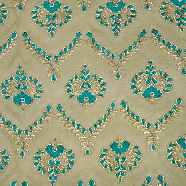 Rounaq Jaal on Mouse Semi Georgette Embroidered Fabric