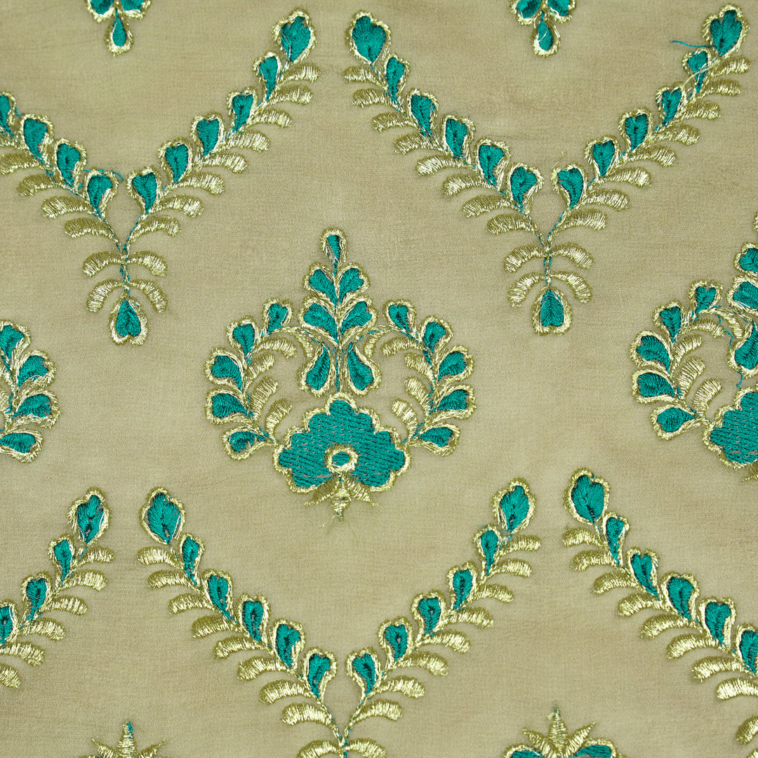 Rounaq Jaal on Mouse Semi Georgette Embroidered Fabric