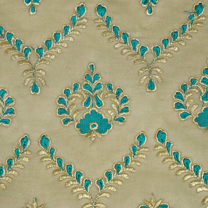Rounaq Jaal on Mouse Semi Georgette Embroidered Fabric