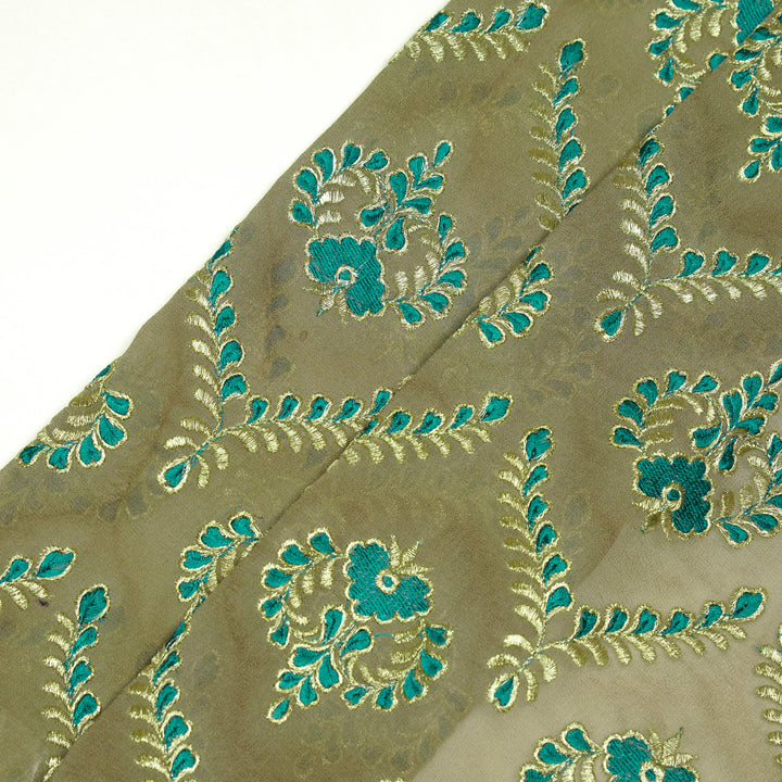 Rounaq Jaal on Mouse Semi Georgette Embroidered Fabric