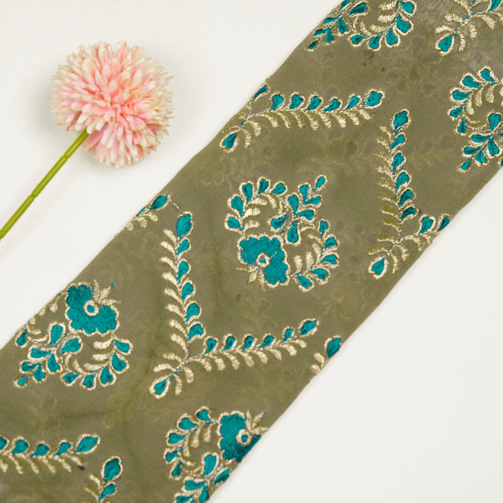 Rounaq Jaal on Mouse Semi Georgette Embroidered Fabric