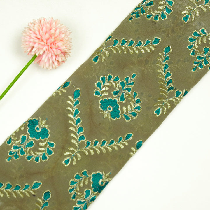 Rounaq Jaal on Mouse Semi Georgette Embroidered Fabric