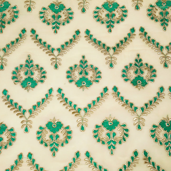 Rounaq Jaal on Cream Semi Georgette Embroidered Fabric
