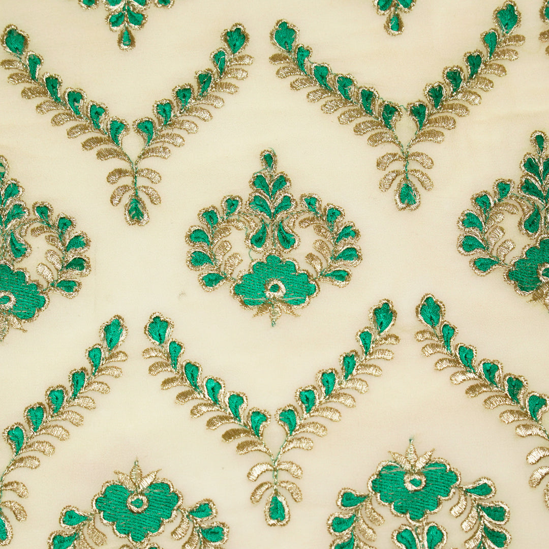 Rounaq Jaal on Cream Semi Georgette Embroidered Fabric