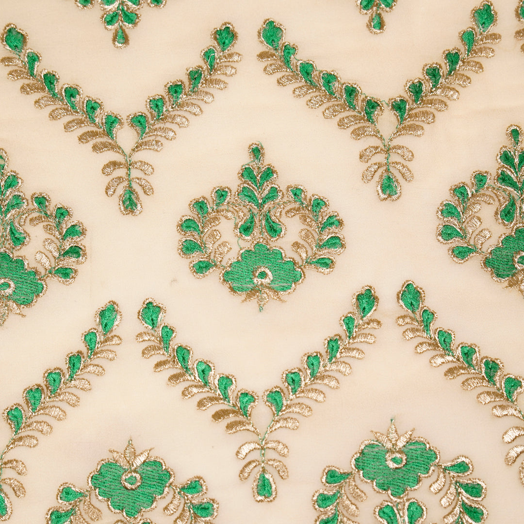 Rounaq Jaal on Cream Semi Georgette Embroidered Fabric