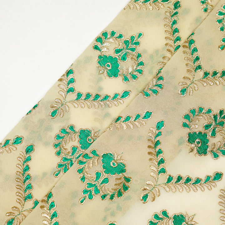 Rounaq Jaal on Cream Semi Georgette Embroidered Fabric