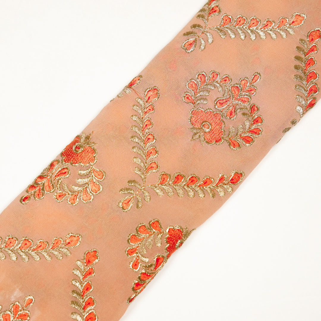 Rounaq Jaal on Peach Semi Georgette Embroidered Fabric