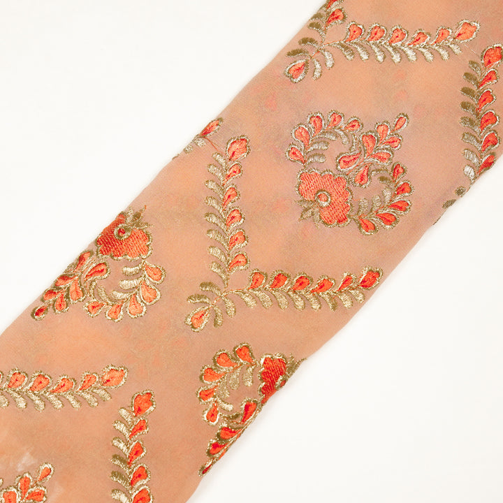 Rounaq Jaal on Peach Semi Georgette Embroidered Fabric