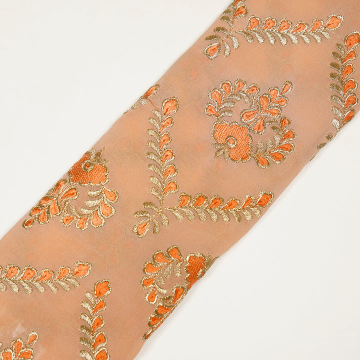 Rounaq Jaal on Peach Semi Georgette Embroidered Fabric