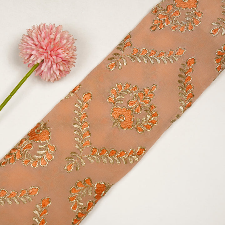 Rounaq Jaal on Peach Semi Georgette Embroidered Fabric
