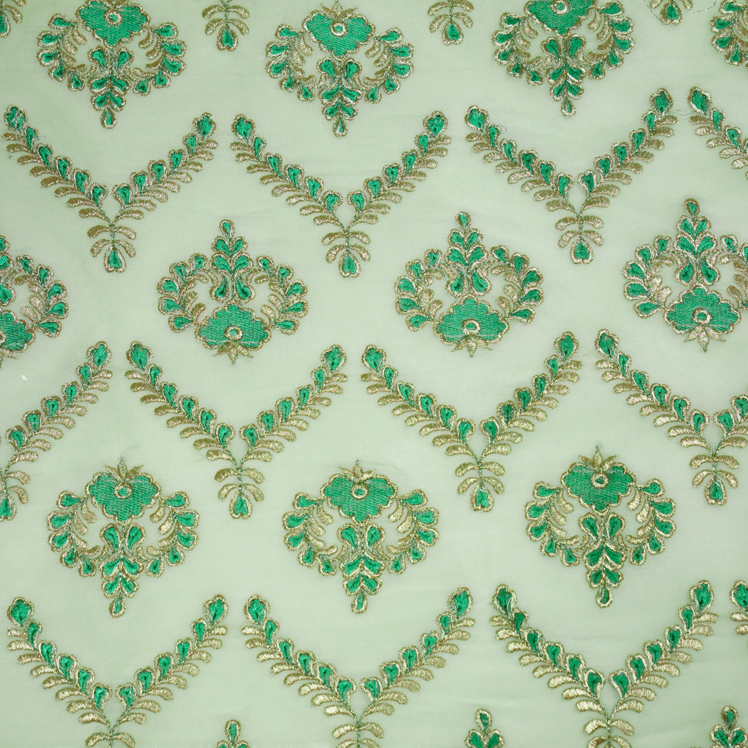Rounaq Jaal on Sea Green Semi Georgette Embroidered Fabric