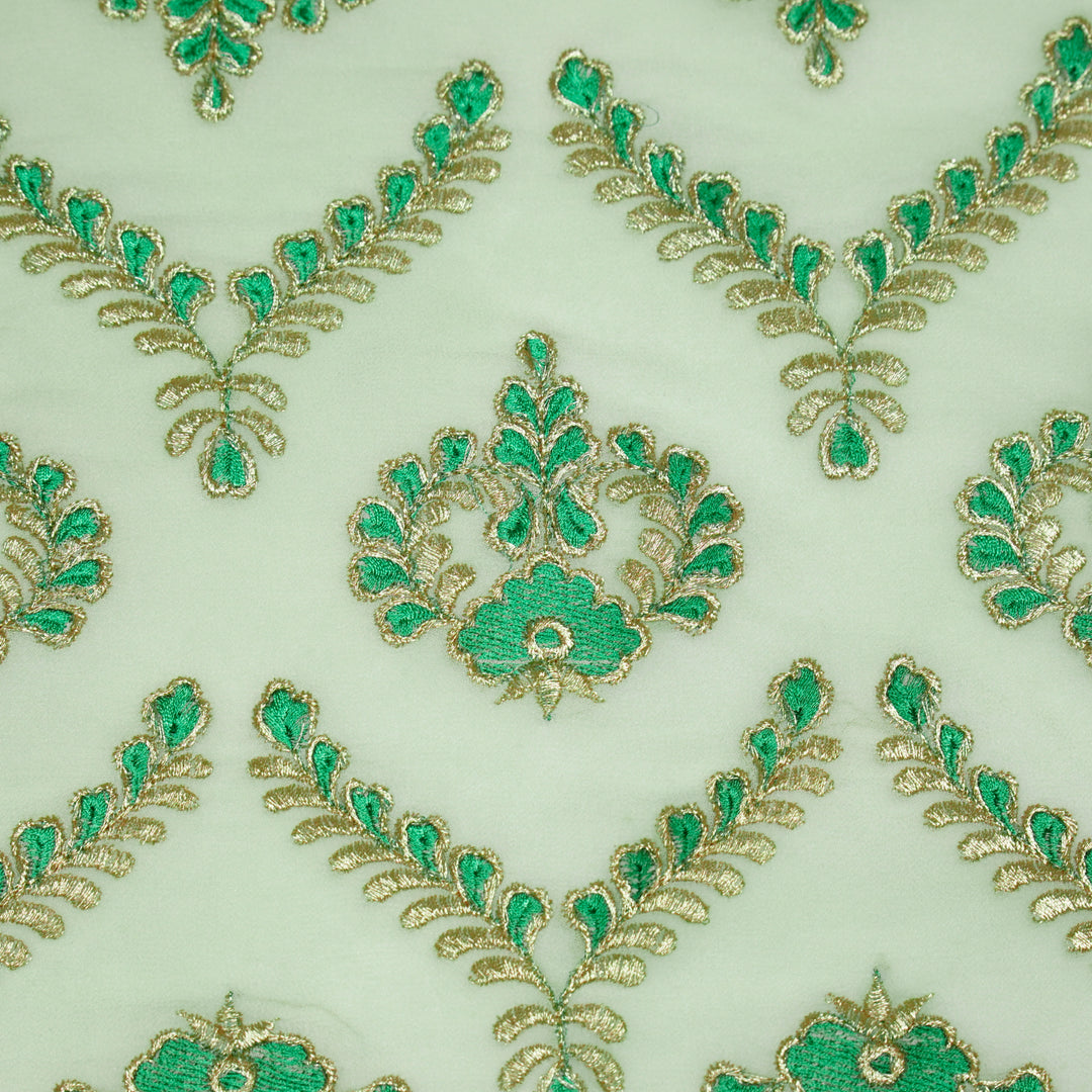 Rounaq Jaal on Sea Green Semi Georgette Embroidered Fabric