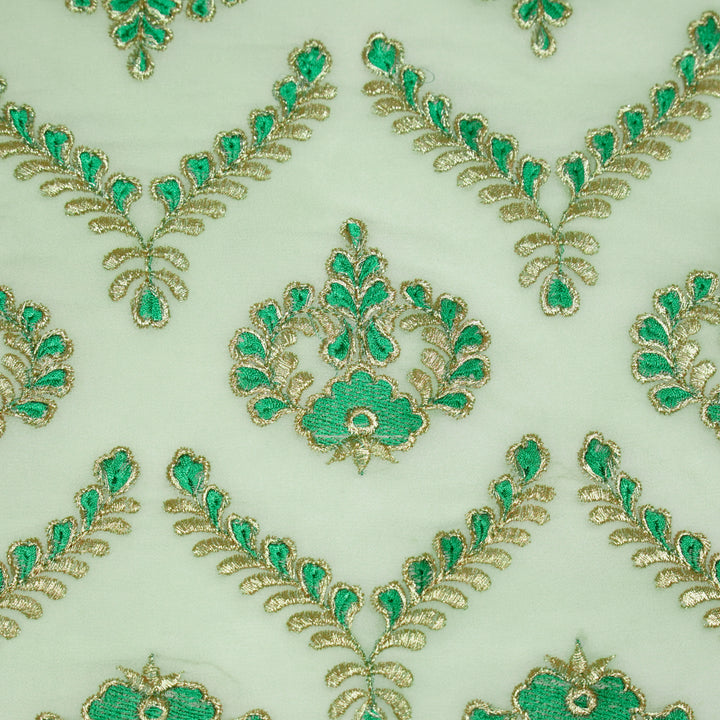 Rounaq Jaal on Sea Green Semi Georgette Embroidered Fabric