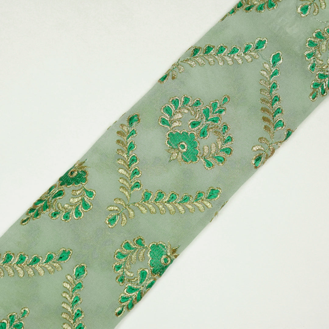 Rounaq Jaal on Sea Green Semi Georgette Embroidered Fabric