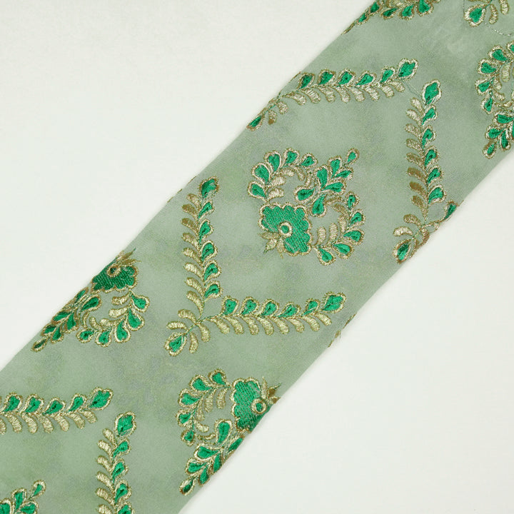 Rounaq Jaal on Sea Green Semi Georgette Embroidered Fabric