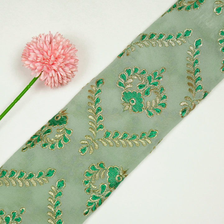 Rounaq Jaal on Sea Green Semi Georgette Embroidered Fabric