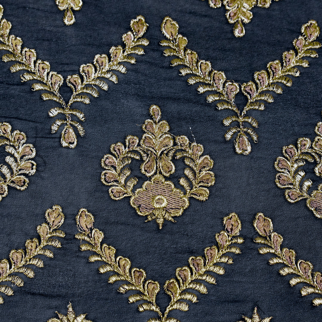 Rounaq Jaal on Navy Blue Semi Georgette Embroidered Fabric