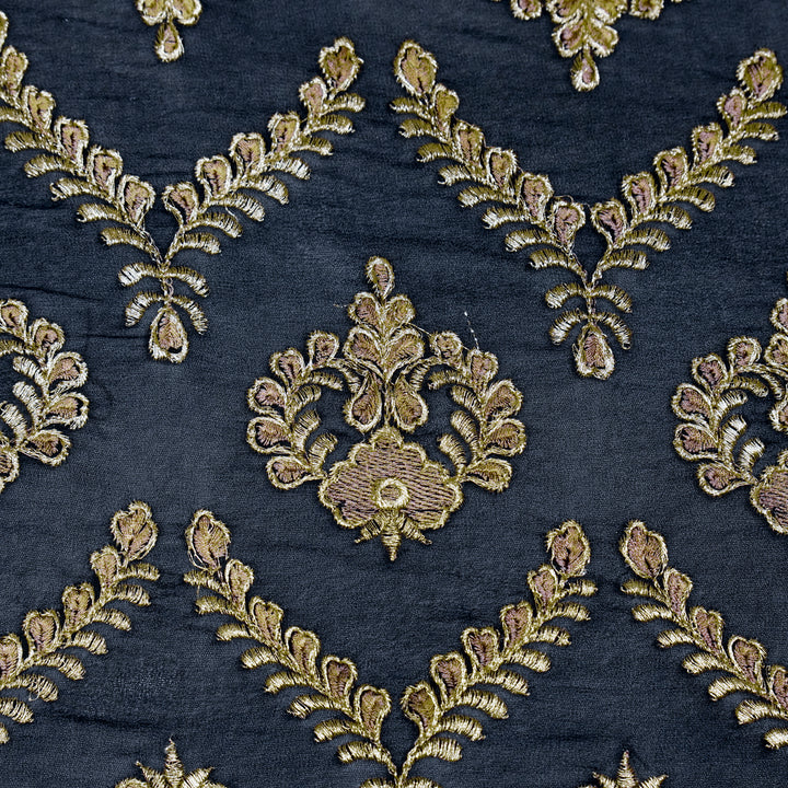 Rounaq Jaal on Navy Blue Semi Georgette Embroidered Fabric