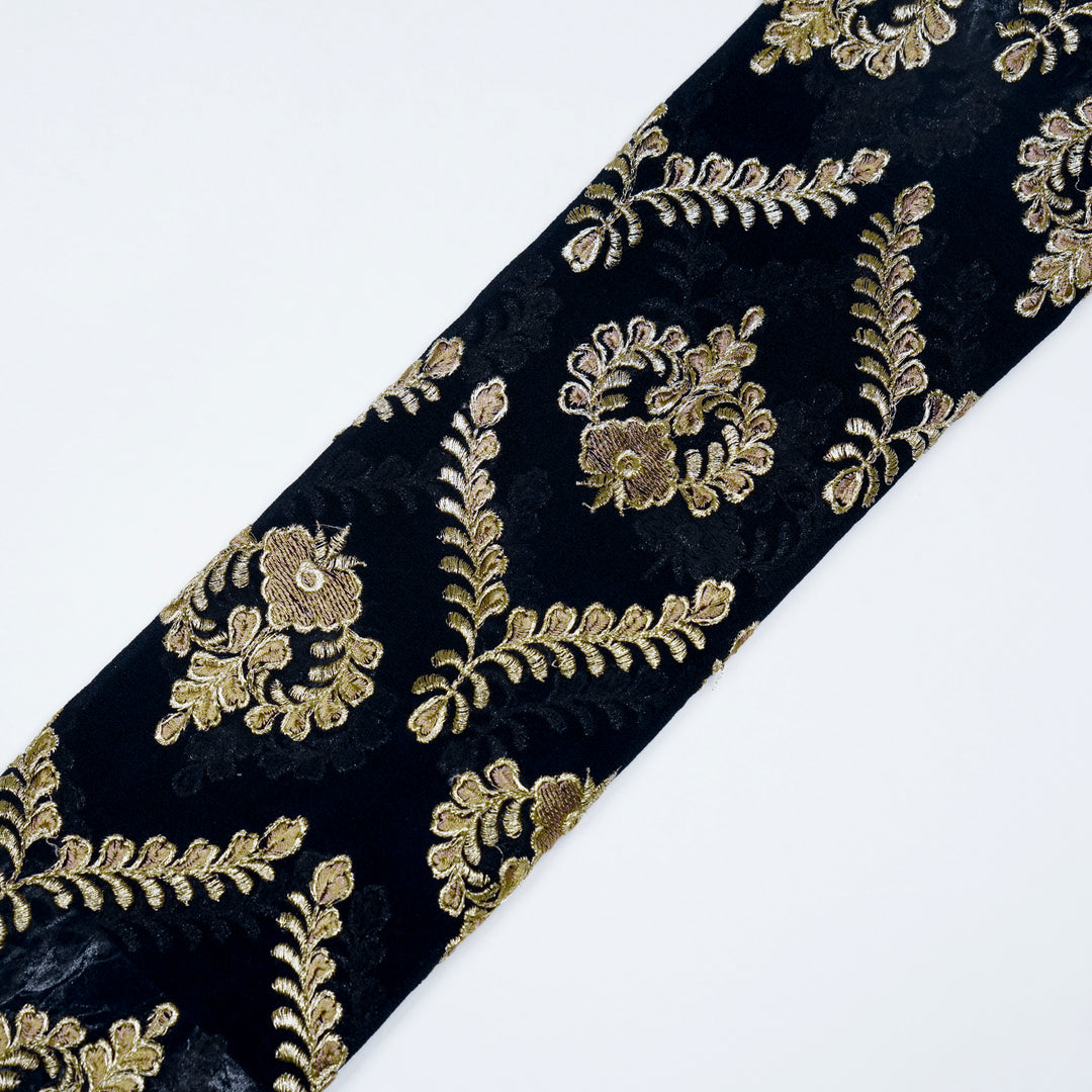 Rounaq Jaal on Navy Blue Semi Georgette Embroidered Fabric