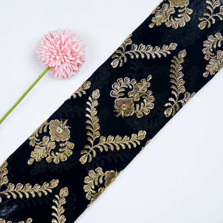Rounaq Jaal on Navy Blue Semi Georgette Embroidered Fabric