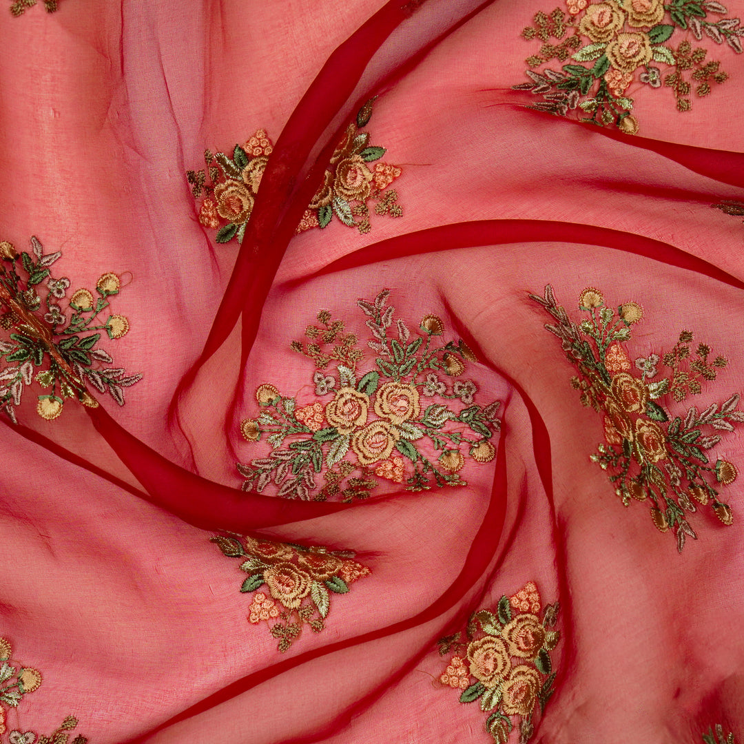 Suhasini Buta on Crimson Red Silk Organza