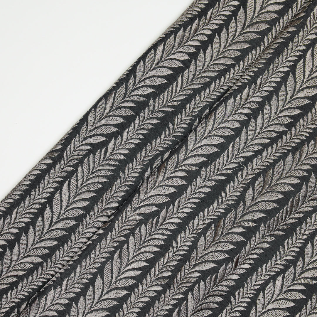 Zeena Jaal on Charcoal Dola Silk Embroidered Fabric